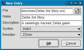 The ROM/Binary entry dialog